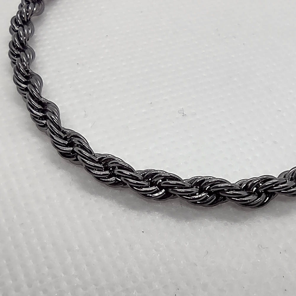 Obsidian Gray Stainless Steel Twisted Rope Chain Bracelet Men & Women‎